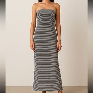 Tart Black and White Striped Strapless Maxi Dress